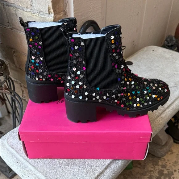 Betsey Johnson Multicolor Sequin Ankle Boots - Picture 7 of 11